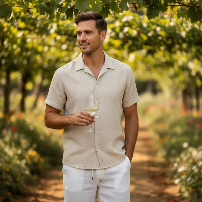 Amalfi Linen Set – Men's 100% Linen Shirt & Drawstring Pants Co - Ord Set - Monsta Online