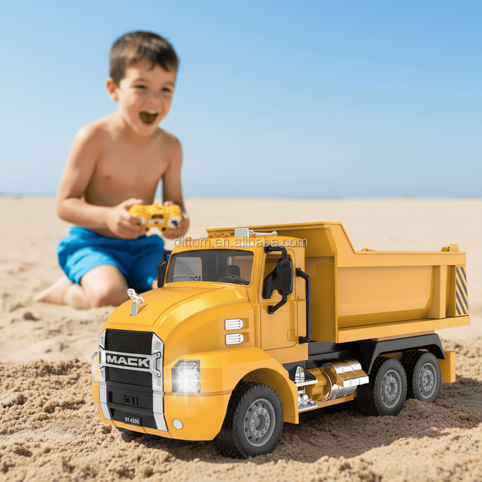 Premium 1:26 Scale Mack RC Dump Truck Toy for Kids - Remote Control Construction with Lights - Monsta Online