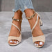 Women's Chic Ankle Strap Block Heel Sandals – Cushioned Footbed, Adjustable Strap for All - Day Comfort - Monsta Online
