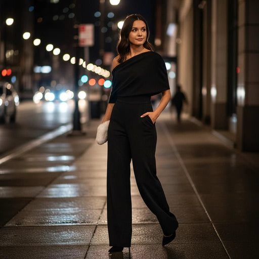 Jovina Women's Elegant Spring Jumpsuit – Wide - Leg, Tie Waist & Single - Breasted Neckline - Monsta Online