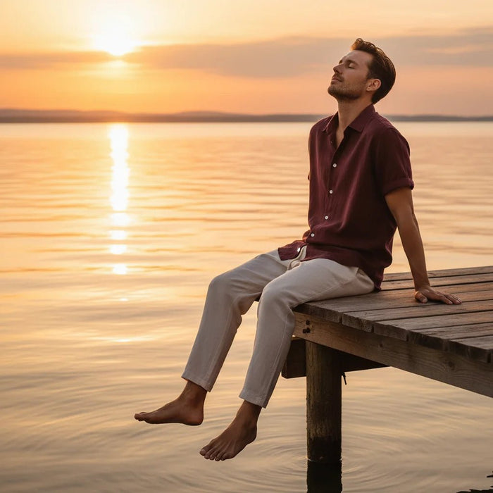 Amalfi Linen Set – Men's 100% Linen Shirt & Drawstring Pants Co - Ord Set - Monsta Online