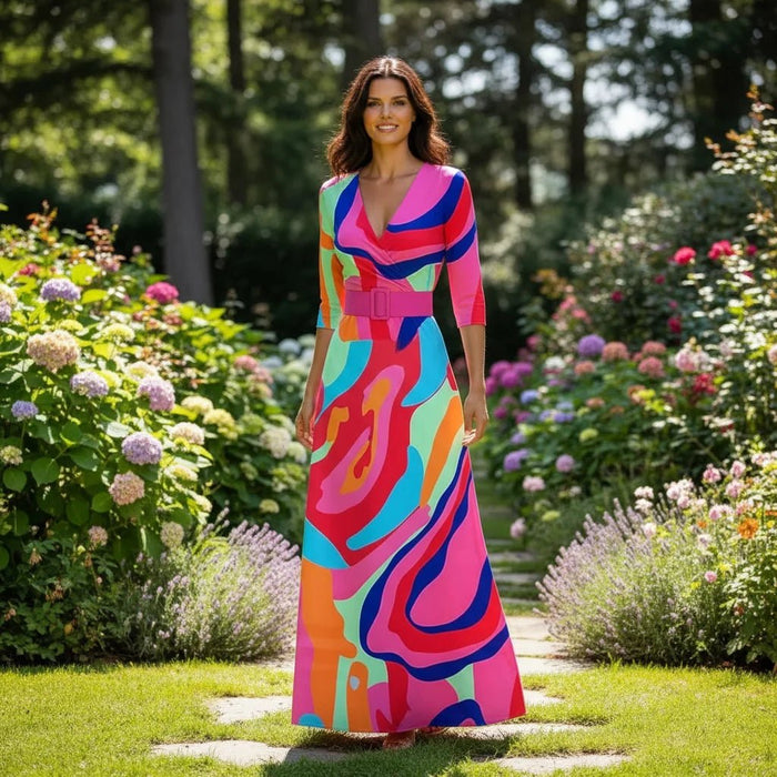 Lynor Floral Dress – Women's Elegant Day - to - Night Midi Dress - Monsta Online