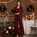 Miriam Sequin Lace Trouser Suit – Women's 3 - Piece Wide Leg Wedding Guest Suit - Monsta Online