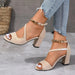 Women's Chic Ankle Strap Block Heel Sandals – Cushioned Footbed, Adjustable Strap for All - Day Comfort - Monsta Online