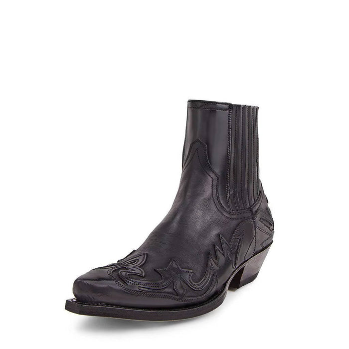 Women's Leather Western Ankle Boots – Pointed Toe, Embroidered Cowboy Style for Casual & Evening Wear - Monsta Online