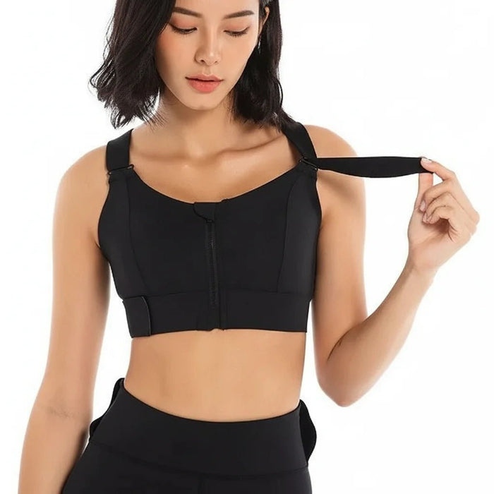 Women's High Impact Sports Bra – Front Zip, Adjustable Straps & Compression Support - Monsta Online