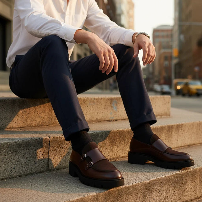 Valemont Monk Strap Loafers – Men's Leather & Suede Double Monk Strap Shoes - Monsta Online