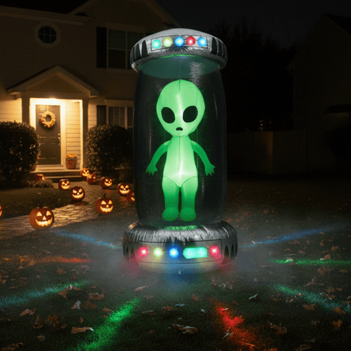 8.2FT Halloween Inflatable UFO with Alien and RGB LED Lights - Monsta Online