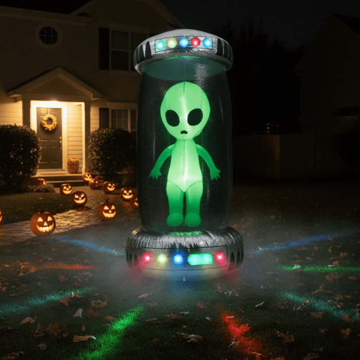 8.2FT Halloween Inflatable UFO with Alien and RGB LED Lights - Monsta Online