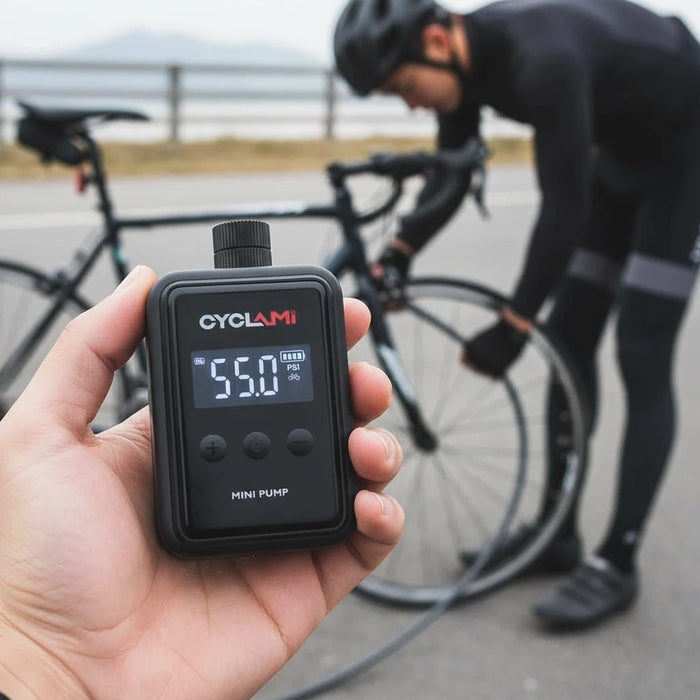 150PSI Mini Electric Bike Pump – Digital Display, Auto Shut - Off, Rechargeable - Monsta Online