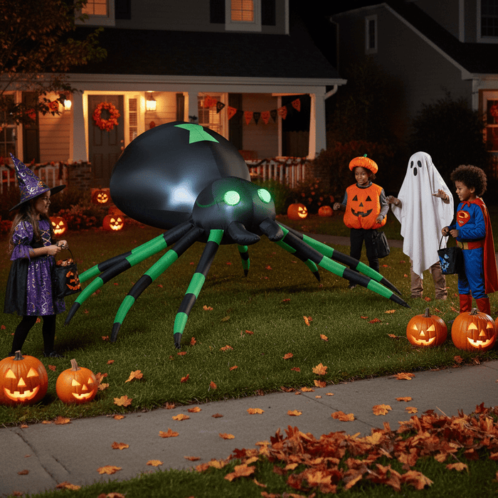 6FT Halloween Inflatable Glowing Spider with LED Lights for Blow Up Yard Decoration - Monsta Online