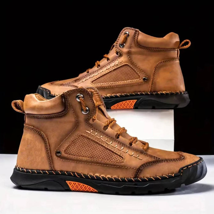 Men's Waterproof Leather Hiking Boots – EVA Arch Support & Pressure Relief for All - Day Comfort - Monsta Online