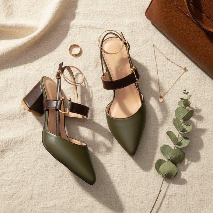 Women's Pointed Toe Sandals – Elegant Medium Thick Heel with Adjustable Strap - Monsta Online