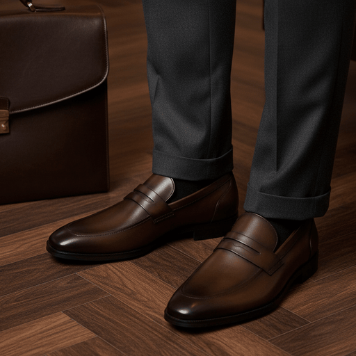 Rowan Penny Loafers – Men's Classic Leather & Suede Slip - On Dress Shoes - Monsta Online