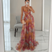 Rosina Floral Maxi Dress – Women's Elegant Spaghetti Strap Chiffon Dress - Monsta Online
