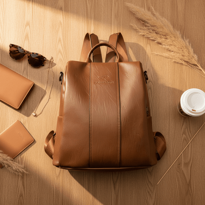 Women's Vintage Leather Anti - Theft Backpack – Stylish, Secure & Convertible - Monsta Online