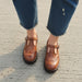 Emiliana T - Strap Leather Shoes – Women's Classic Buckle T - Strap Shoes - Monsta Online