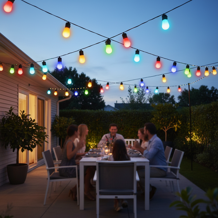 50FT Smart Outdoor String Bulb Lights - Elegant Ambiance and App Control