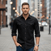 Aiden Denim Shirt – Men's Slim Fit Long Sleeve Button - Down Shirt - Monsta Online