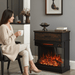 25 Inch Electric Fireplace Side Table with 3 - Sided Glass and Storage - Monsta Online