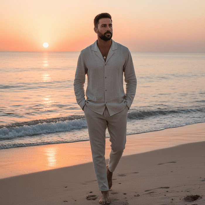 Lucian Linen Set – Men's 2 - Piece Summer Linen Shirt & Trousers Set - Monsta Online