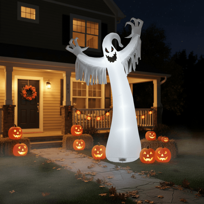 12FT Tall Halloween Inflatable Ghost with LED Lights – Giant Blow Up Yard Decoration - Monsta Online