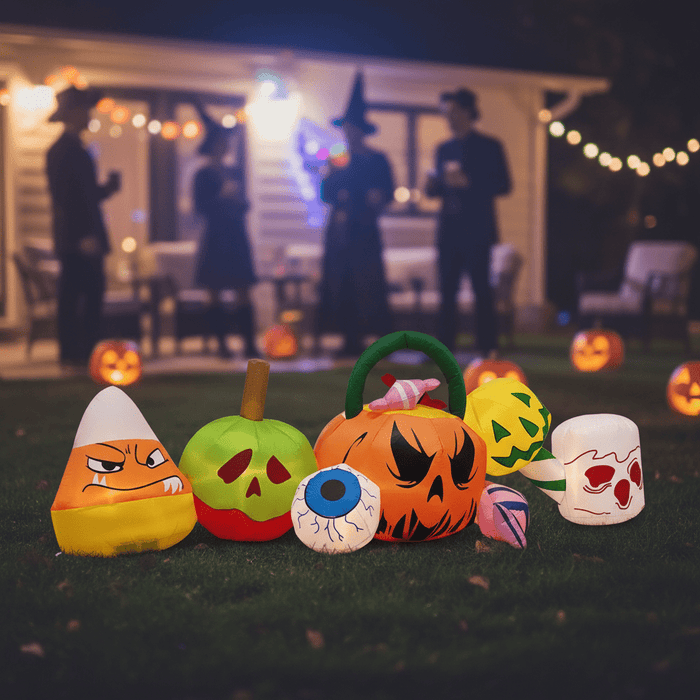 8FT Halloween Inflatable Pumpkins Eyeball Candy with Built - in LED Lights - Monsta Online