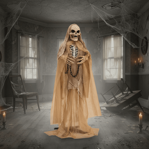 5.6ft Sound - Activated Animatronic Halloween Skeleton - Moveable Hands and Creepy Sounds - Monsta Online
