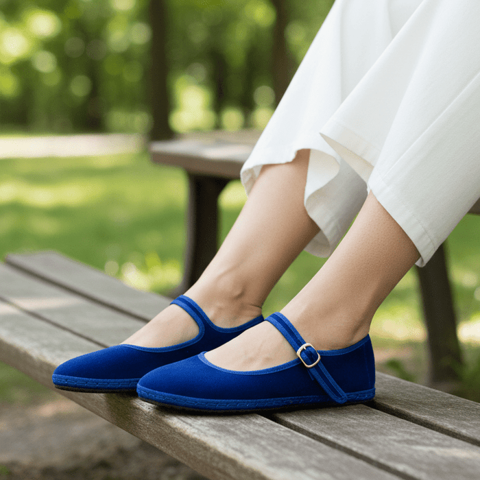 Emma Mary Jane Ballet Flats – Women's Round Toe Buckle Strap Suede Flat Shoes - Monsta Online