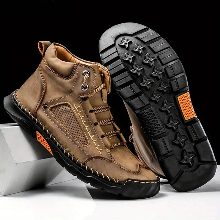 Men's Waterproof Leather Hiking Boots – EVA Arch Support & Pressure Relief for All - Day Comfort - Monsta Online