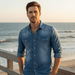 Aiden Denim Shirt – Men's Slim Fit Long Sleeve Button - Down Shirt - Monsta Online