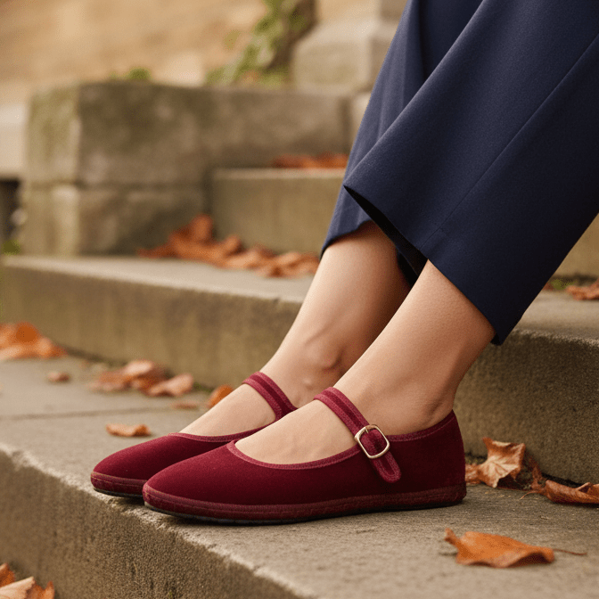 Emma Mary Jane Ballet Flats – Women's Round Toe Buckle Strap Suede Flat Shoes - Monsta Online