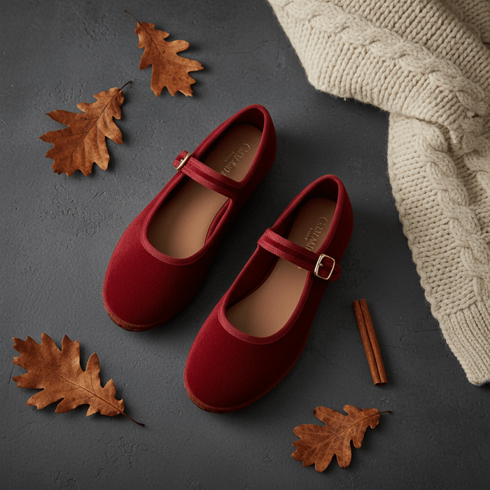 Emma Mary Jane Ballet Flats – Women's Round Toe Buckle Strap Suede Flat Shoes - Monsta Online
