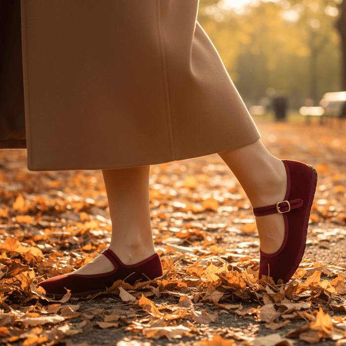 Emma Mary Jane Ballet Flats – Women's Round Toe Buckle Strap Suede Flat Shoes - Monsta Online