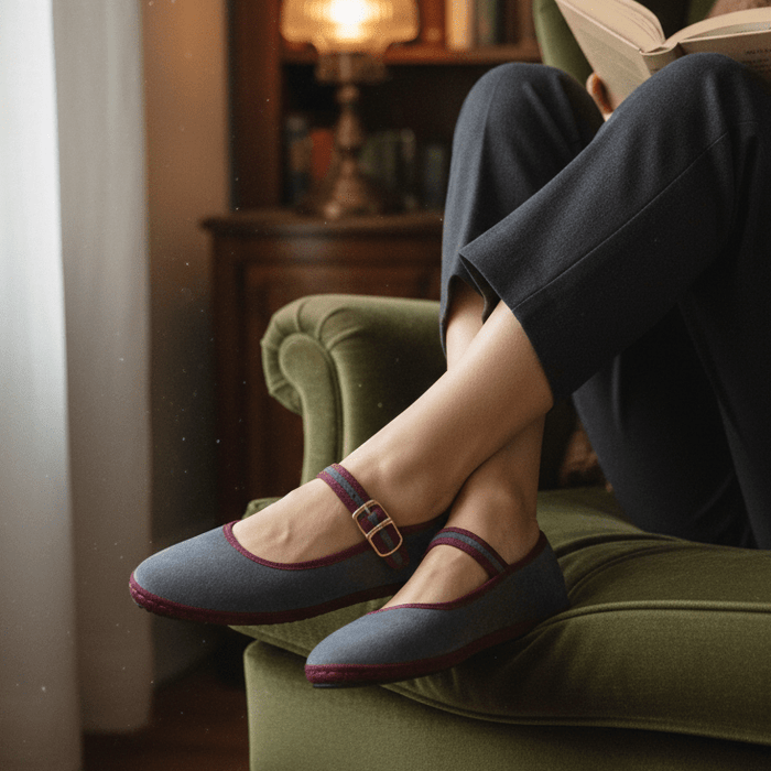 Emma Mary Jane Ballet Flats – Women's Round Toe Buckle Strap Suede Flat Shoes - Monsta Online