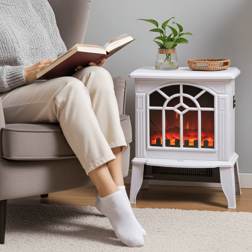 1500W Electric Fireplace Stove with Log Flame Effect White - Monsta Online