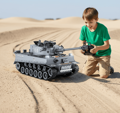 1:18 Scale German Tiger I RC Battle Tank - Remote Control, BB Shooter with Dual Batteries for Kids - Monsta Online