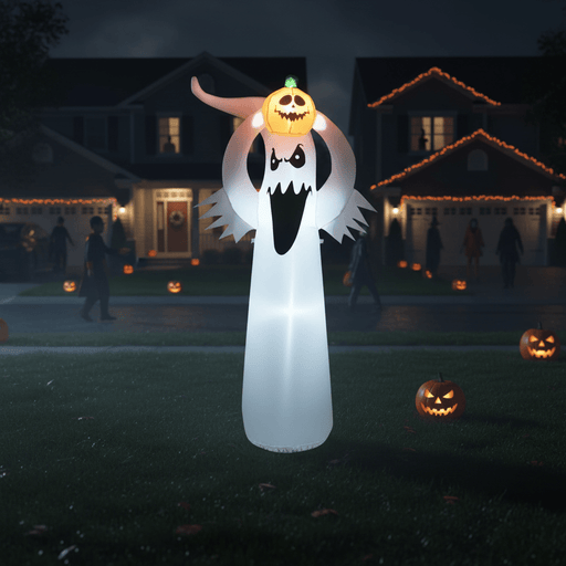 6FT Halloween Inflatable Ghost Holding Pumpkin with LED Lights - Monsta Online