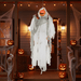 4ft Sound - Activated Hanging Animated Pumpkin Ghost – Red Glowing Eyes, Creepy Howling Sounds - Monsta Online