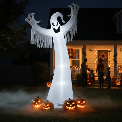 12FT Tall Halloween Inflatable Ghost with LED Lights – Giant Blow Up Yard Decoration - Monsta Online