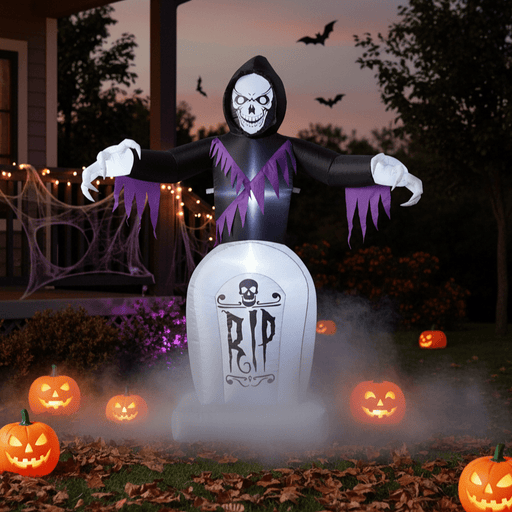 6FT Halloween Inflatable Grim Reaper with Grave and LED Lights - Monsta Online