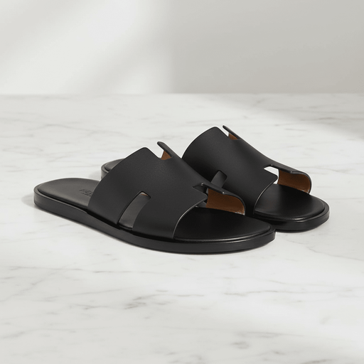 William Leather Slide Sandals – Men's Classic Cushioned Open - Toe Leather Slides - Monsta Online