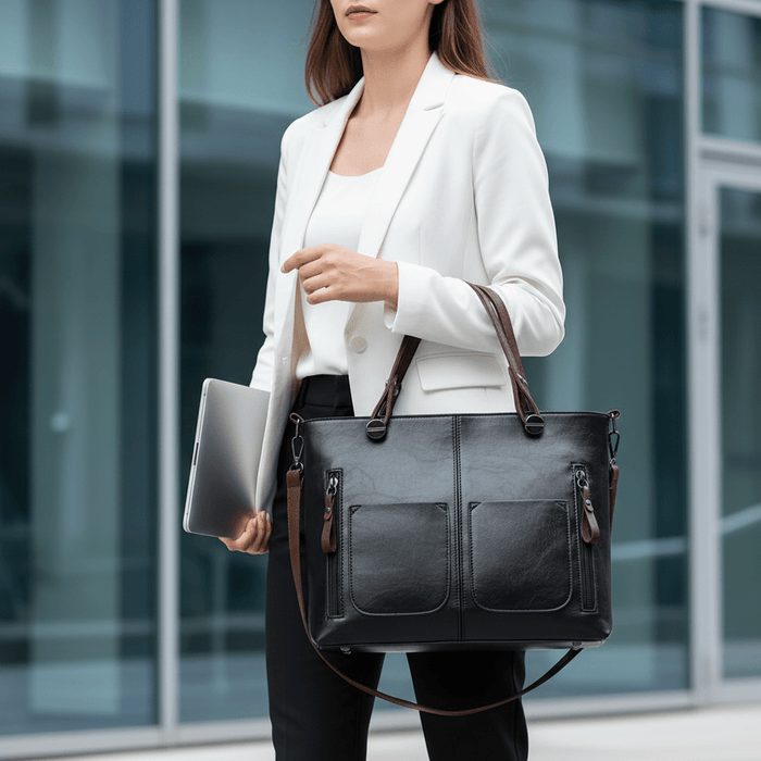 Women's Luxurious Leather Handbag – Timeless Elegant Design with Secure Zip & Adjustable Strap for Every Occasion - Monsta Online