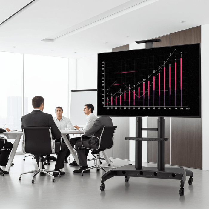 Heavy Duty Rolling TV Stand 55–85 Inch with Lockable Wheels and Adjustable Laptop Shelf - Monsta Online