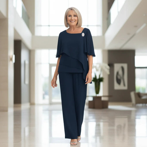 Beatrice Formal Two - Piece Set – Women's Elegant Overlay Top & Straight - Leg Trousers Set - Monsta Online