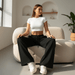 Viola Joggers – Women's Relaxed Wide - Leg Cotton Blend Joggers - Monsta Online