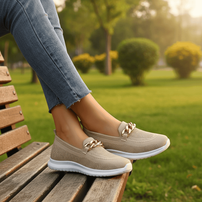 Women's Chain - Embellished Orthopedic Slip - On Loafers - Monsta Online