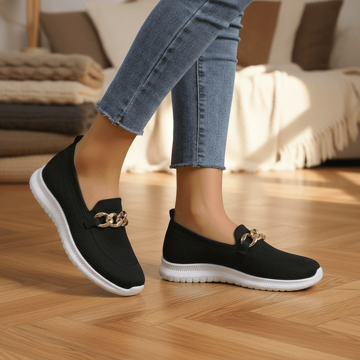 Women's Chain - Embellished Orthopedic Slip - On Loafers - Monsta Online