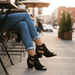 Women's Peep - Toe Block Heel Booties – Chic Modern Summer Style - Monsta Online