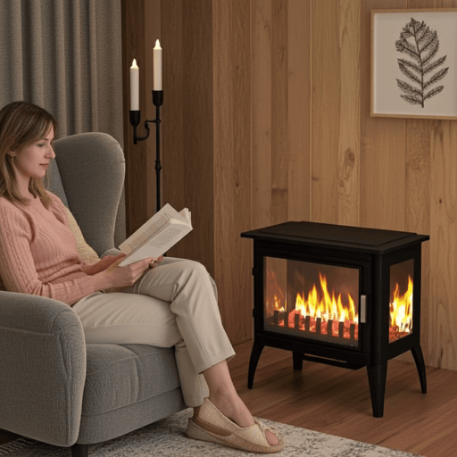 24 Inch Freestanding Electric Fireplace Stove Heater with Realistic Flame - Monsta Online